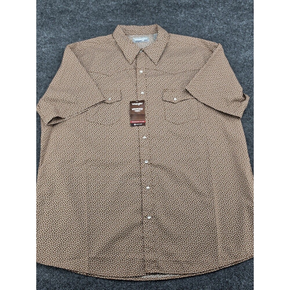 Wrangler Wrancher Men’s 2XT Big & Tall Paisley Short Sleeve Button-Up Pockets